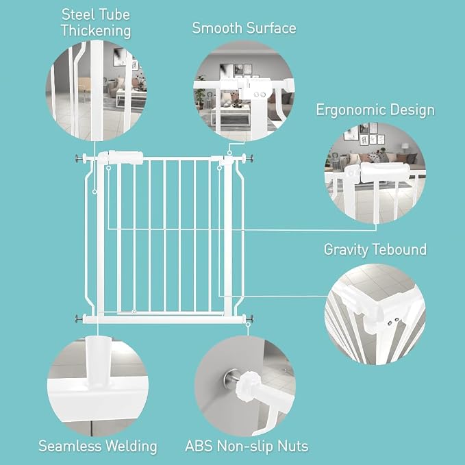 WAOWAO Baby Gate 43.31-48.00" Extra Wide Pressure Mounted Walk Through Swing - Image 2
