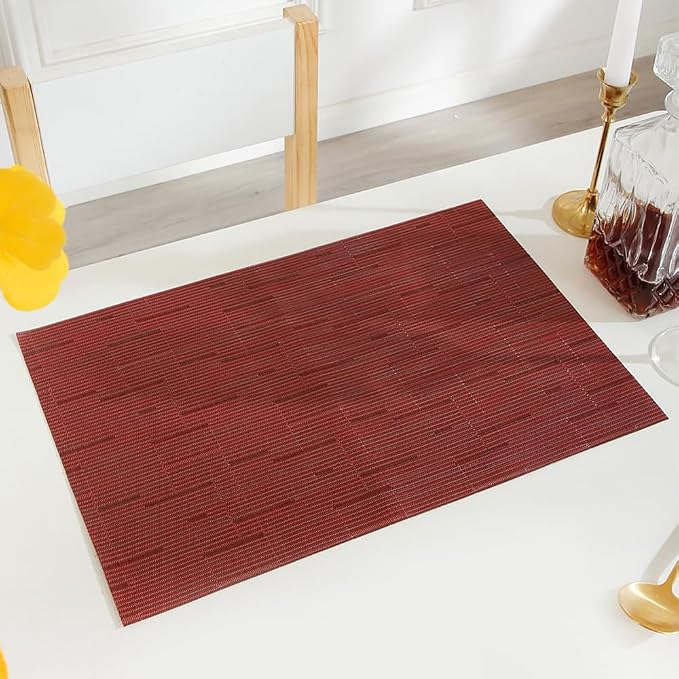 PIGCHCY Placemats, Washable Durable Vinyl Woven Table Mats, Elegant Heat - Image 4