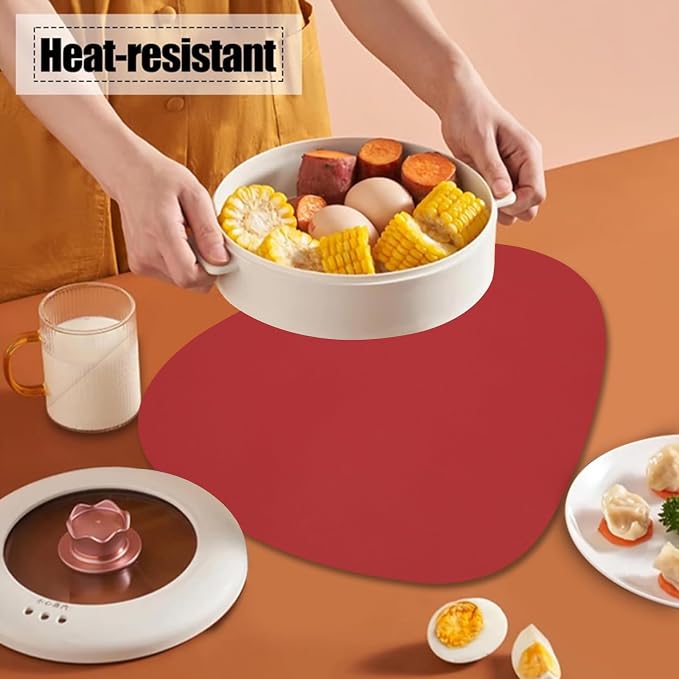 Faux Leather Placemats Set of 6 Wipeable, Round Reversible PU Placemat - Image 3