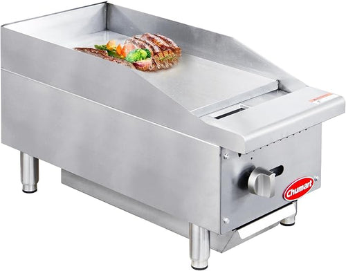 12" Commercial Countertop Griddle, Single Burners Gas Griddle, 30000 BTU Output by Chumart