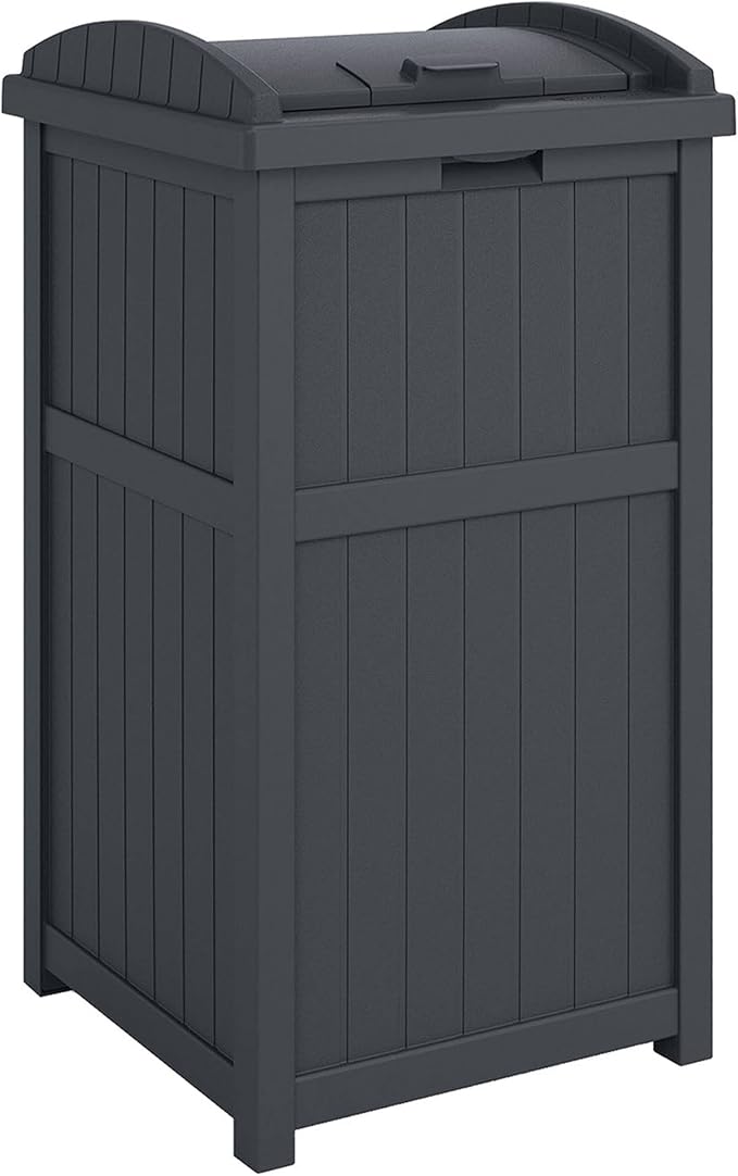 Suncast 2 Pack Trash Hideaway Refuse Container, Stylish Resin Outdoor Garbage - Image 2