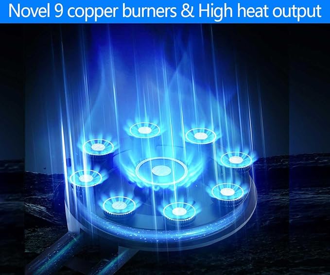 Propane Stove 2 Burner Gas Stove Novel 9 Copper Propane Burners Auto Ignition - Image 2