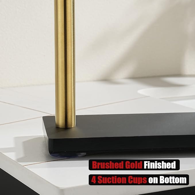 JQK Hand Towel Holder Stand Brushed Gold, Modern Tree Rack Free Standing - Image 6