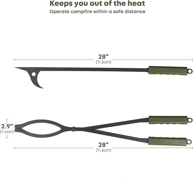 Stanbroil 28" Firewood Tongs and Fire Poker Set, Large Campfire Tongs Tool Set - Image 2