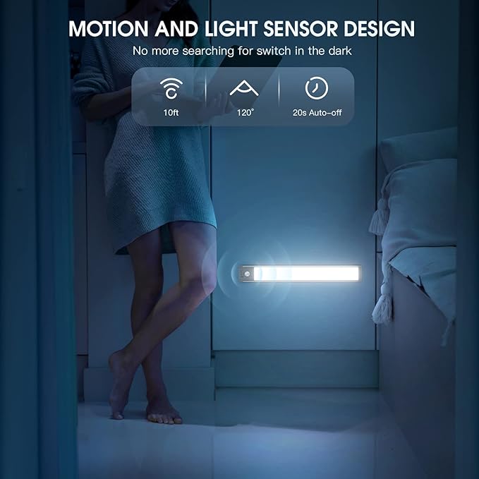 10inch Under Cabinet Lighting, 2 Pack Rechargeable Motion Sensor Light Indoor - Image 4