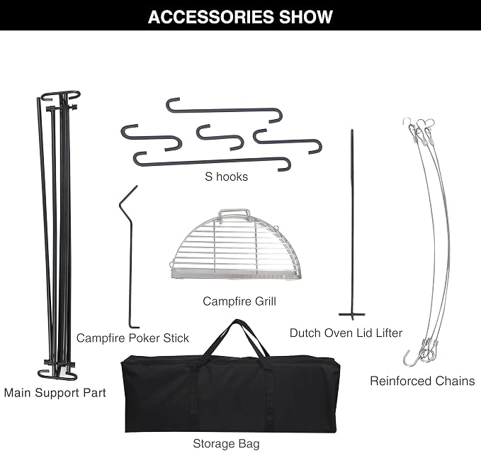 REDCAMP Swing Campfire Grill Stand - Image 5