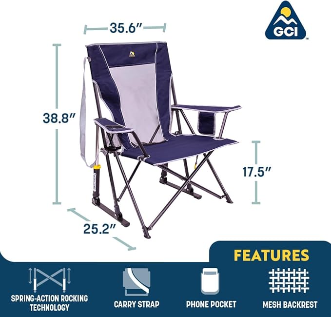 Rocking Camping Chair in Loden Green with Steel Frame and 250 lb Capacity