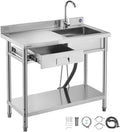 VEVOR Stainless Steel Utility Sink, Free Standing Single Bowl Commercial by VEVOR