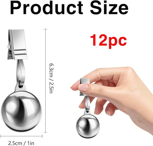 12 Pcs Heavy Duty Tablecloth Weights Stainless Steel Weight Clip Down - Image 2