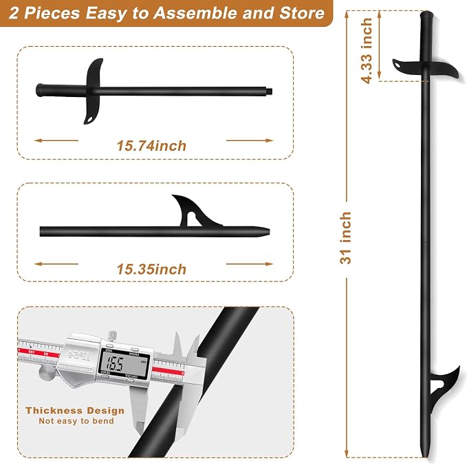 Cyrico Fire Poker and Fire Tongs Set, Heavy Duty 31 Inch Fireplace Poker - Image 3