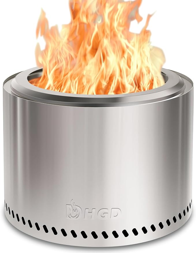 HGD 16 inch Smokeless Fire Pit for Outside, Stainless Steel Fire Pits, by HGD