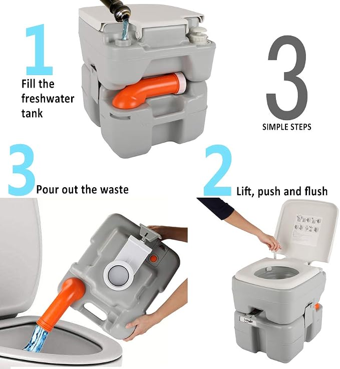 VINGLI Upgraded Portable Sink and Toilet Combo| Self-contained 5 Gal Hand - Image 6