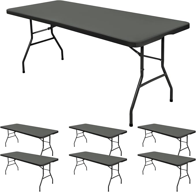 6 Pack Stretch Fabric Table Top Cap Cover, fits 8' Tables, Spandex Table Covers by REWOMC