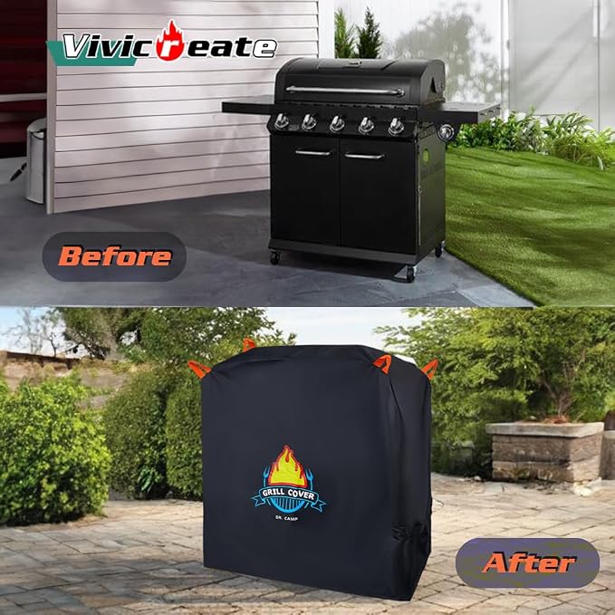 Vivicreate Waterproof BBQ Grill Cover 52 Inch Heavy Duty 420D Fabric Outdoor - Image 7