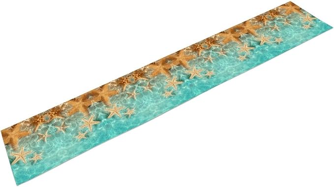 Summer Ocean Table Runner, Nautical Coastal Starfish Beach Seashell Ocean - Image 6
