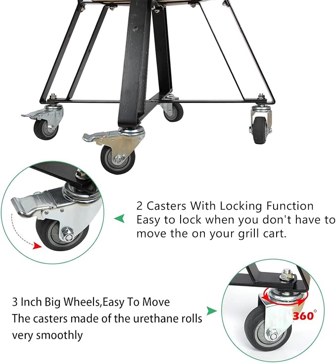 Rolling Cart Stand for Large Big Size Green Egg - Image 3