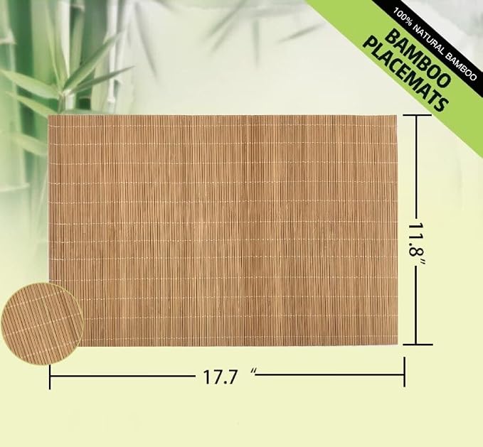 ANDSTAR Set of 24 Bamboo Placemats 17.7X11.8Inch Sushi Rolling Mat Japanese - Image 2