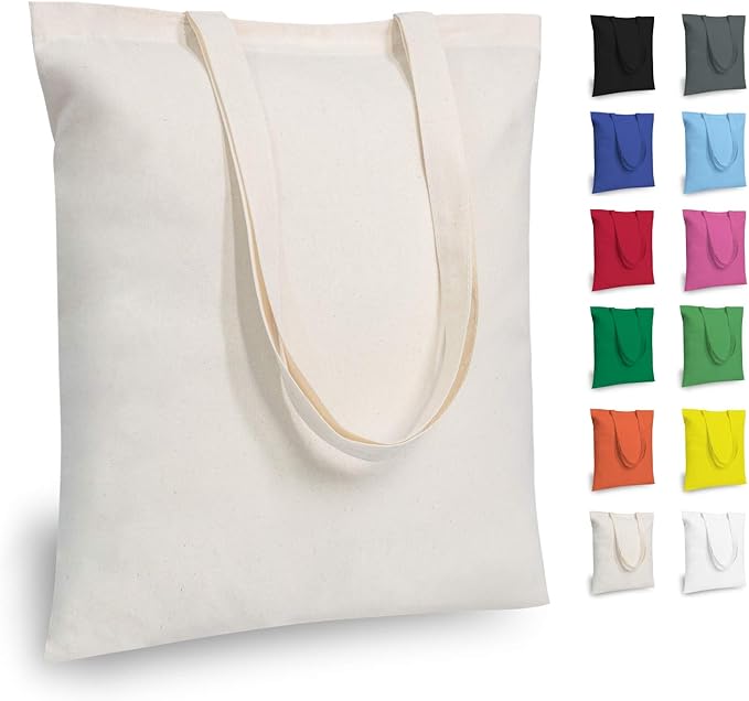 TOPDesign 5 | 12 | 24 | 48 | 192 Pack Economical Cotton Tote Bags, Lightweight by TOPDesign