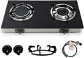 2 Burner Propane Gas Stove, 20472 BTU/h Portable Tempered Glass Camping Stove by Unknown