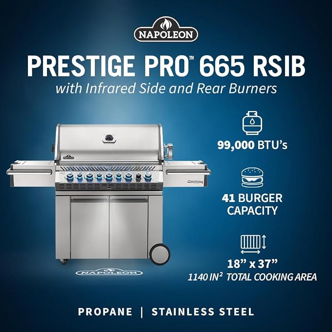Napoleon PRO665RSIBPSS-3 Prestige PRO 665 RSIB Propane Gas Grill, sq.in. + - Image 5