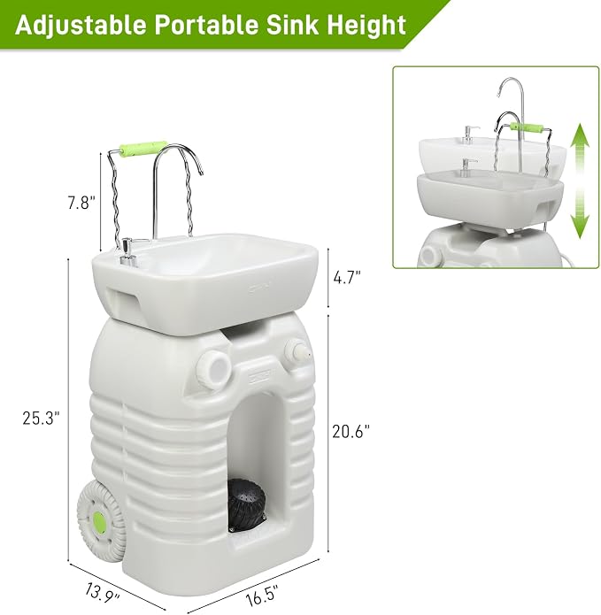 VINGLI 45L Upgraded Portable Sink| Rolling Hand Wash Basin Stand - Image 6