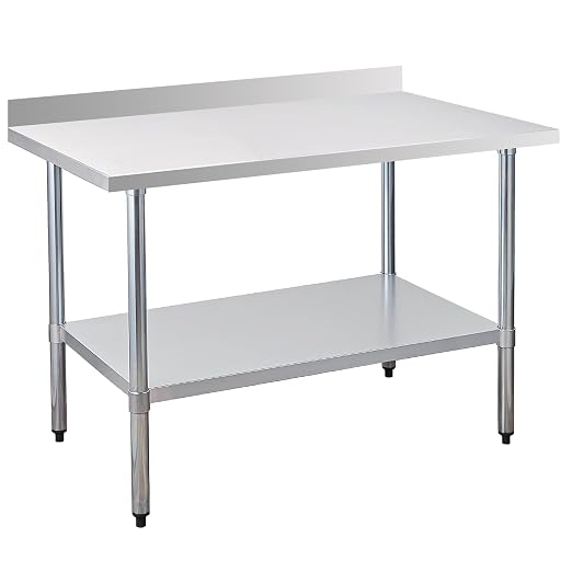 Stainless Steel Work Table 30 x 48 Inch, NSF Commercial Prep Table by OKEYOLIVE