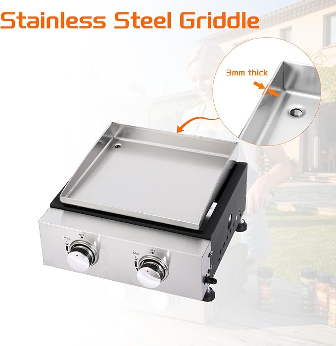 2-Burner Portable Tabletop Gas Griddle Grill - Image 4