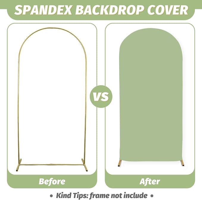 MODFUNS Set of 3 Arch Cover Sage Green Spandex Arch Cover Fitted Wedding Arch - Image 3