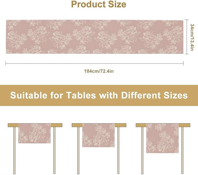 Pink Farmhouse Flower Table Runner, Vintage Boho Floral Table Runner - Image 8