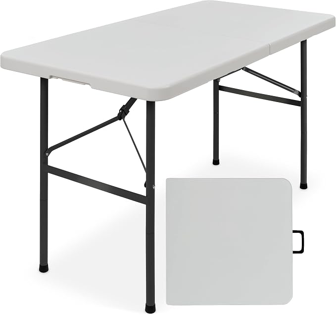 Best Choice Products 4ft Plastic Folding Table, Indoor Outdoor Heavy Duty by BestChoiceProducts