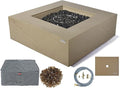 Elementi+ | Uluru Gas Fire Pit Cast Concrete 40" Square Fire Table, Outdoor by AMSFireplaceInc