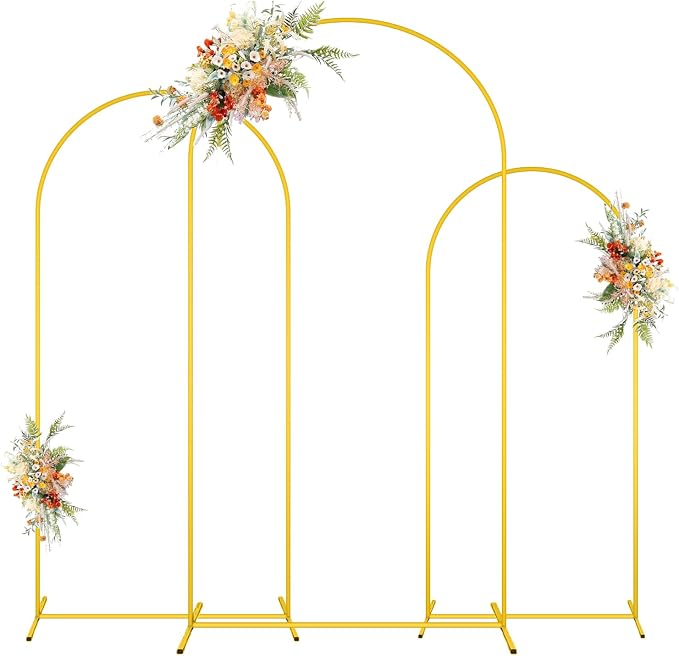 MODFUNS Metal Arch Stand Gold Wedding Arch Frame Set of 3 Balloon Arched Stands by MODFUNS