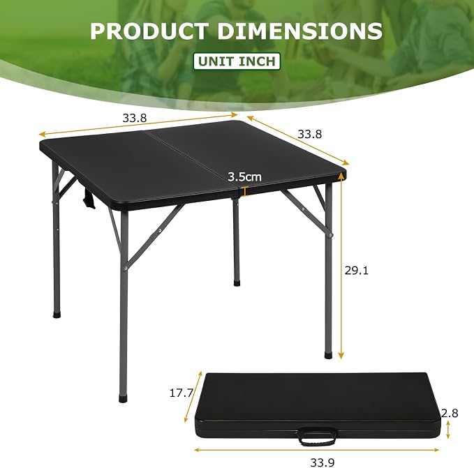 BestOffice Outdoor 34" Folding Card Table Plastic Table Portable Square Height - Image 3