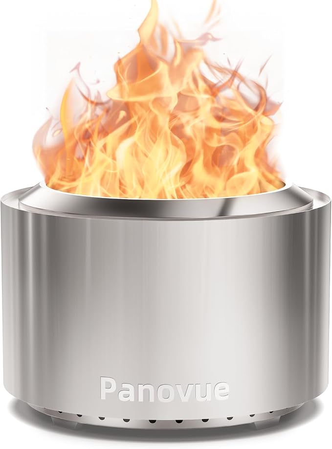 22 Inch Smokeless Fire Pit, Stainless Steel Wood Burning Outdoor Firepit by Panovue