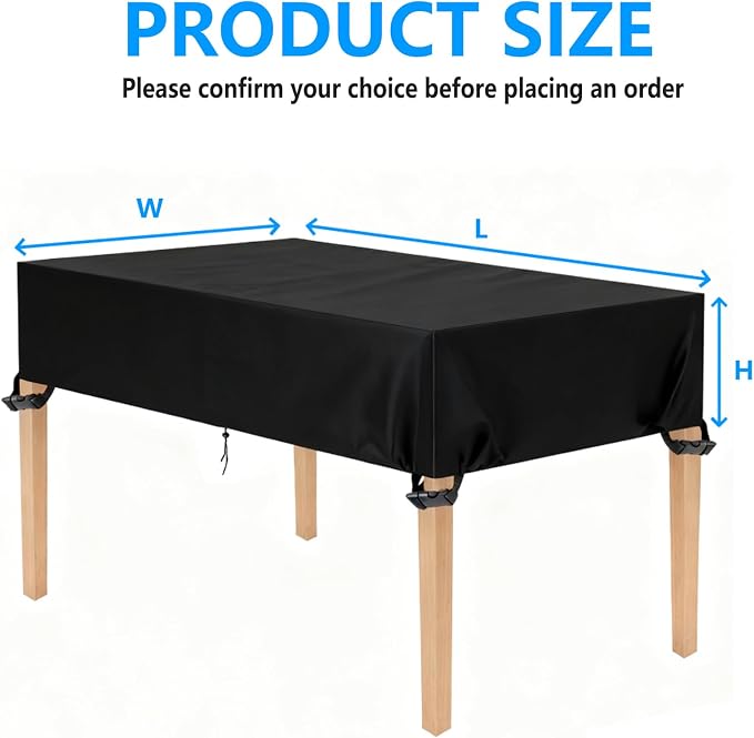 Outdoor Table Cover 48"L x 28"W x 6"H, 420D Waterproof Outdoor Cover - Image 5