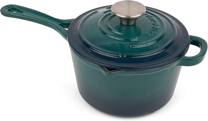 Saucepan, 2.2 Qt Enameled Cast Iron with Lid in Bondi