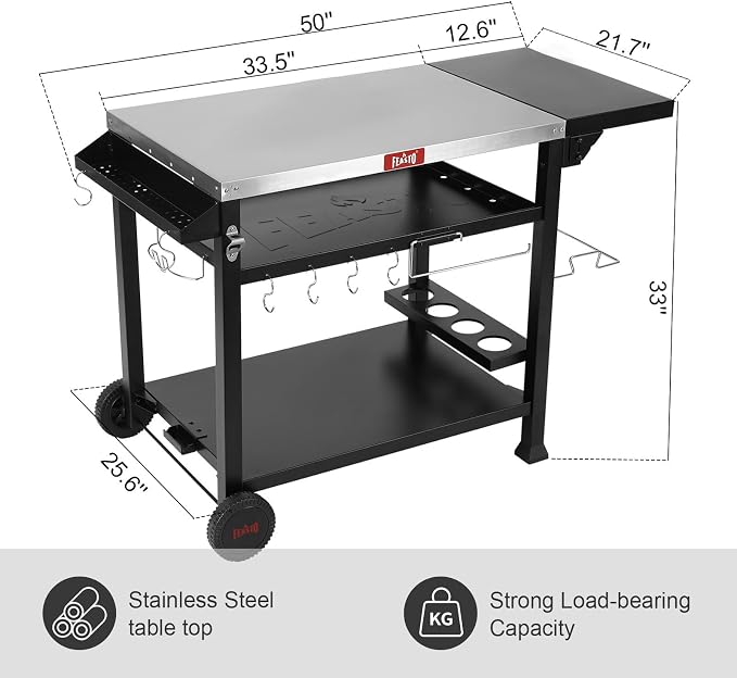 Outdoor Grill Cart, Pizza Oven Table Stand - Image 7