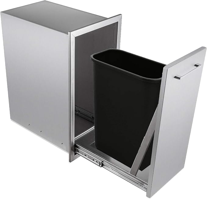 TIANAI 14" Single Pull-Out Trash Drawer Stainless Steel Outdoor Kitchen Trash - Image 6