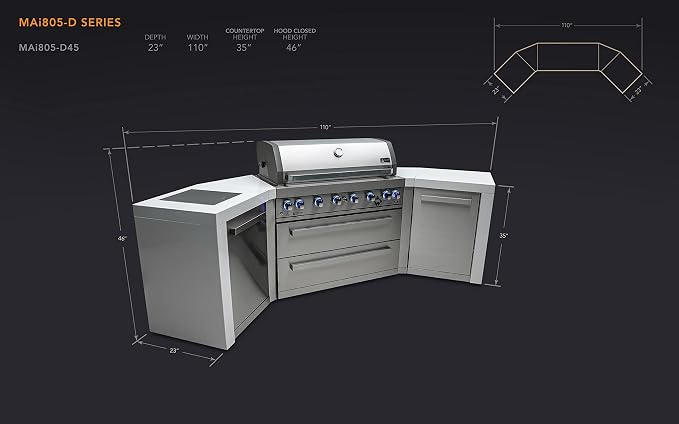 Mont Alpi 44-Inch MAi805-D45 Deluxe 45 Degree 6-Burner 115000 BTU Deluxe - Image 8