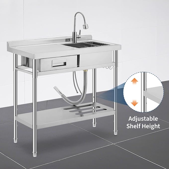 Freestanding Stainless Steel Utility Sink - Image 3