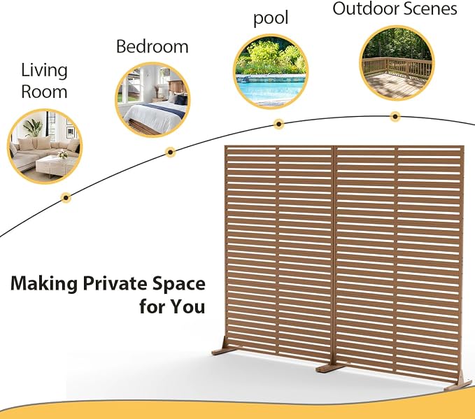 Privacy Fence Screen with Stand 6 Panel 72" H×47" W HDPE Decorative Panels with - Image 7