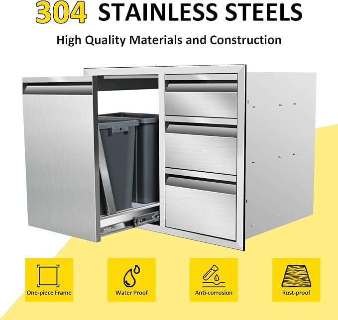 Outdoor Kitchen Door Drawer Combo Cabinet 28" W x 22" H x 19.5" D Stainless - Image 3