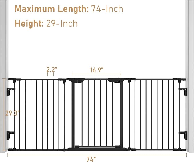 AUXSOUL 74" Wide Baby Gate Metal Safety Playpen - Image 3
