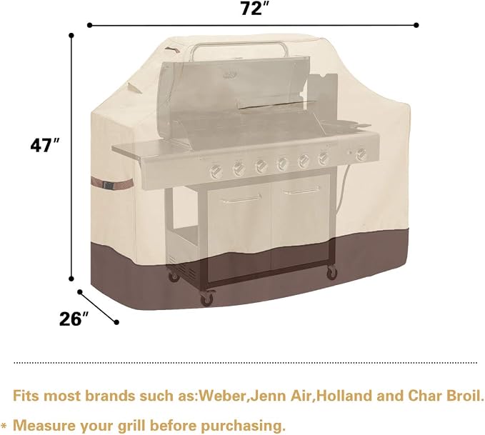 Vailge 72-inch Heavy Duty BBQ Cover, Waterproof & Dust-proof, UV & Rip Resistant - Image 2