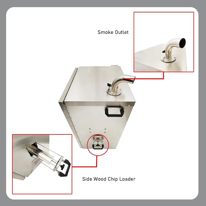 Electric BBQ Meat Smoker Commercial Vertical Digital Side Wood Chip Loader - Image 6