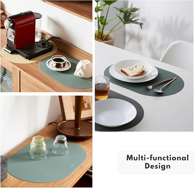 Grey Oval Silicone Placemats Set of 4 – Heat Resistant, Waterproof - Image 8