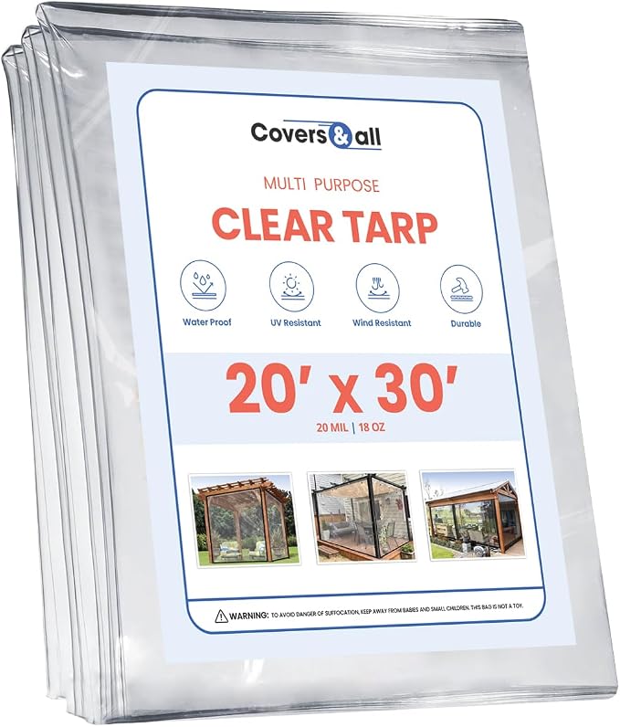 Covers & All Clear Tarps with Grommet Material, 18 oz Clear PVC Tearproof - Image 2