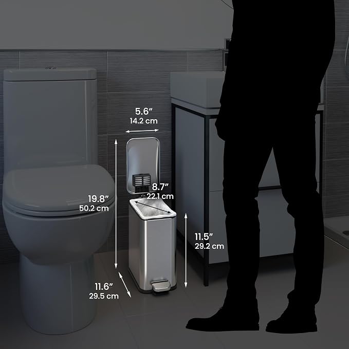 iTouchless 5 Liter / 1.32 Gallon SoftStep Bathroom Trash Can - Image 6