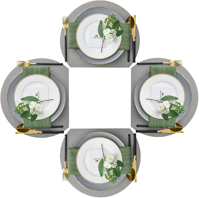 Placemats Set of 4, Reversible Faux Leather Heat Resistant Place Mats, - Image 8