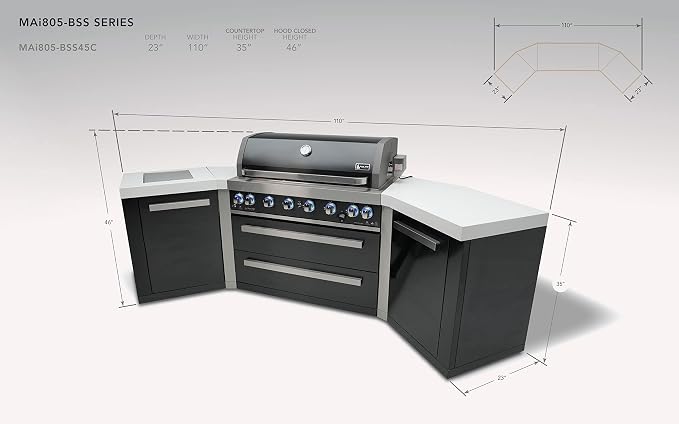 Mont Alpi MAi805-BSS45 44-inch 6-Burner 115000 BTU 45 Degree Black Stainless - Image 4